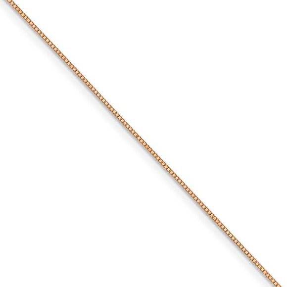 0.7mm, 14k Rose Gold, Box Chain Necklace, 20 Inch